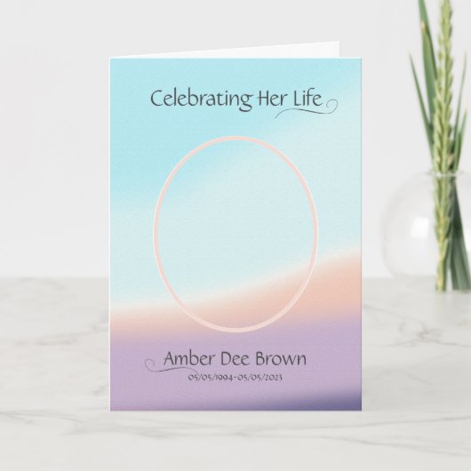 Pastel foto begrafenis overlijdensbericht gevouwen programma (Voorkant)