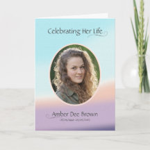 Pastel foto begrafenis overlijdensbericht gevouwen