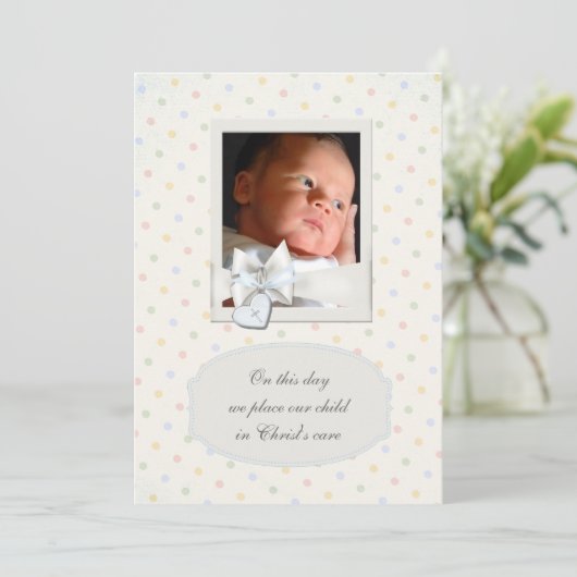 pastel foto doopuitnodigingen kaart (Staand voorkant)