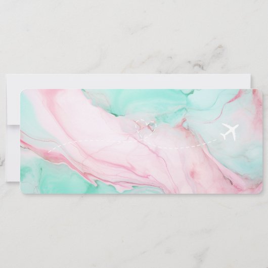 Pastel Foto Opslaan van de datum Boarding Pass Wer Kaart (Achterkant)