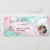 Pastel Foto Opslaan van de datum Boarding Pass Wer Kaart (Voorkant)