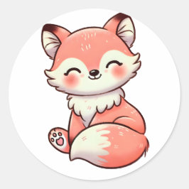 Pastel Fox Design, Schattigee zachte kleur Fox Art Ronde Sticker