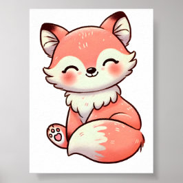 Pastel Fox Design, zachte kleur Fox Art Poster