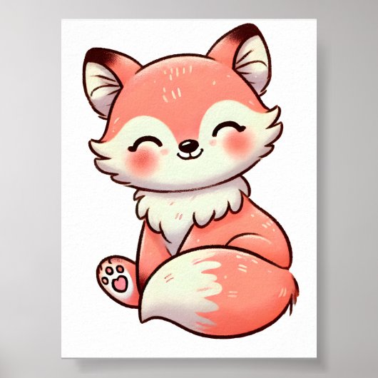 Pastel Fox Design, zachte kleur Fox Art Poster (Voorkant)
