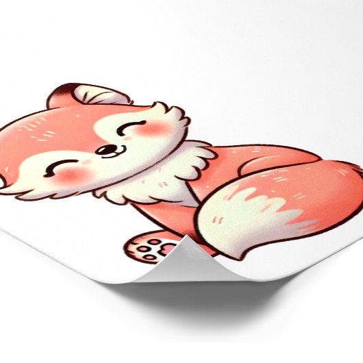 Pastel Fox Design, zachte kleur Fox Art Poster (Hoek)