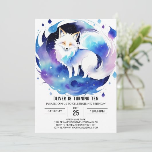 Pastel Fox In De Bossen Verjaardag Kaart (Staand voorkant)