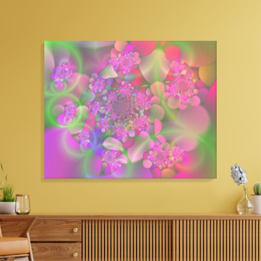 Pastel Fractal Flower Garden Canvas Afdruk (Insitu (Woonkamer))