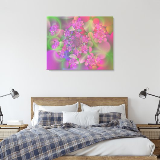 Pastel Fractal Flower Garden Canvas Afdruk (Insitu (Slaapkamer))