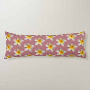 Pastel Frangipani Plumeria Bloemen op Roze Goud Lichaamskussen
