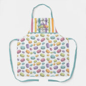 Pastel Franse Macaron Cookie Patroon Monogram Schort (Voorkant)