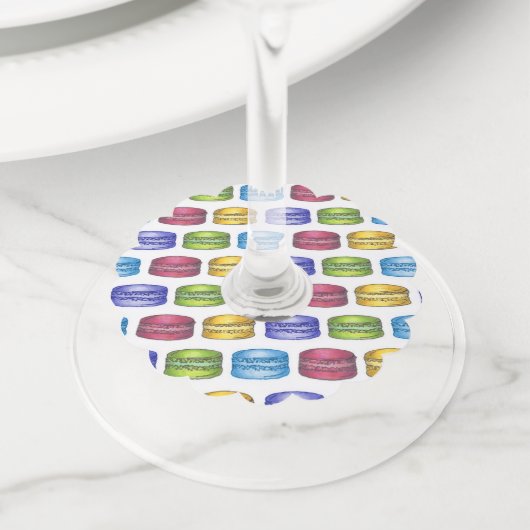 Pastel French Bakery Macaron Cookie Pastry Wijnglaslabel (Dichtbij)