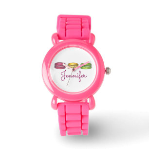Pastel French Macaron Bakery Pastry Cookies Foodie Horloge
