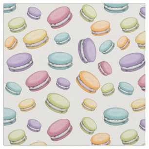 Pastel French Macaron Cookie Pattern Stof