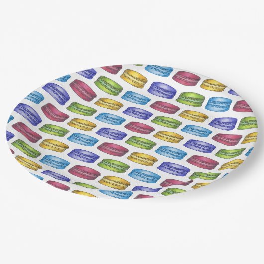 Pastel French Macaron Cookie Vrijgezellenfeest Papieren Bordje (Gekanteld)