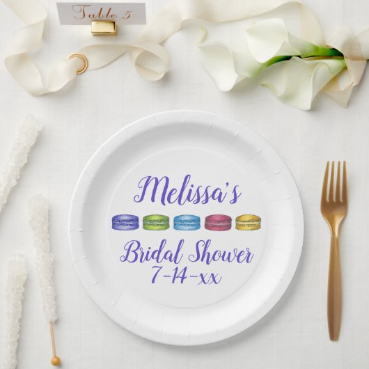 Pastel French Macaron Cookie Vrijgezellenfeest Papieren Bordje (Huwelijk)