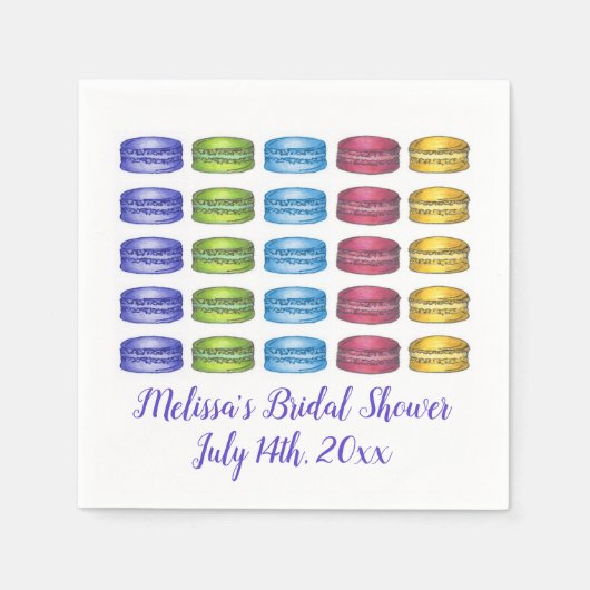 Pastel French Macaron Cookie Vrijgezellenfeest Servet (Voorkant)