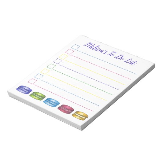 Pastel French Macaron Cookies Bakery Pastry Chef Notitieblok (Linkerzijde)