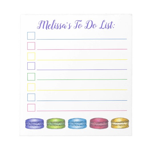 Pastel French Macaron Cookies Bakery Pastry Chef Notitieblok (Voorkant)