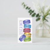 Pastel French Macaron Cookies Bakery Pastry Chef Visitekaartje (Staand voorkant)