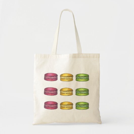 Pastel French Macaron Cookies Bakery Pastry Shop Tote Bag (Voorkant)