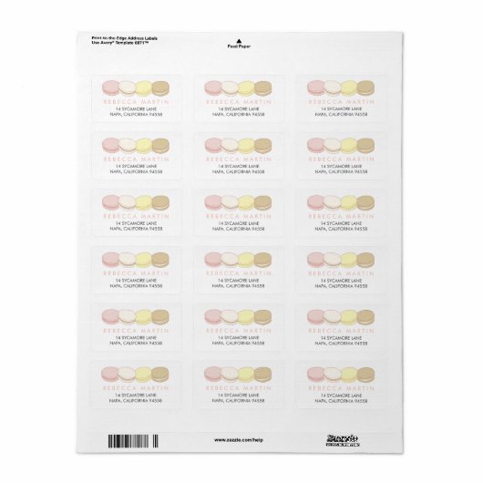 Pastel French Macarons Return Address Etiket (Full Sheet)