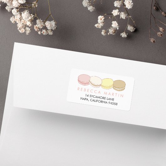 Pastel French Macarons Return Address Etiket