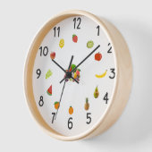 “Pastel Fruit Keukenklok – Decoratieve Wandklok (Hoek)