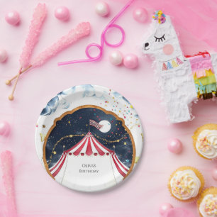 Pastel Fun Circus Verjaardag Papieren Bordje