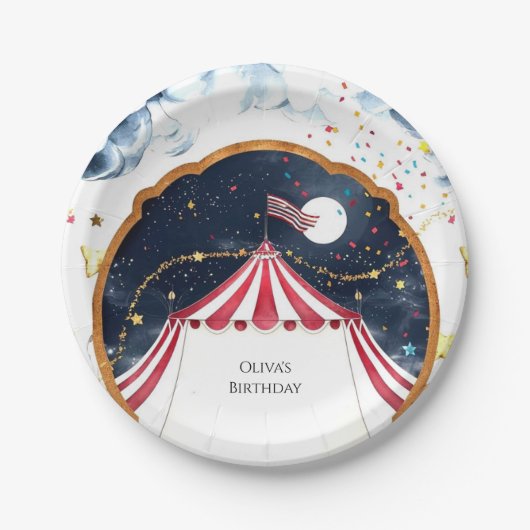 Pastel Fun Circus Verjaardag Papieren Bordje (Voorkant)