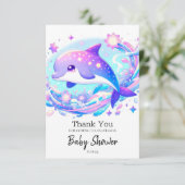 Pastel Fun Dolphin Baby shower Bedankkaart (Staand voorkant)