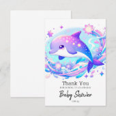 Pastel Fun Dolphin Baby shower Bedankkaart (Voorkant / Achterkant)