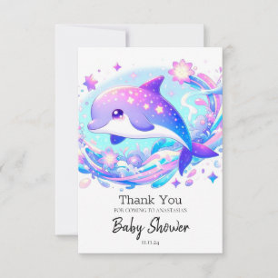Pastel Fun Dolphin Baby shower Bedankkaart