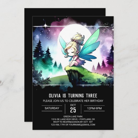 Pastel Fun Fairy Verjaardag Kaart (Voorkant / Achterkant)