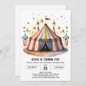 Pastel Fun Festival Circus Verjaardag Kaart (Voorkant / Achterkant)