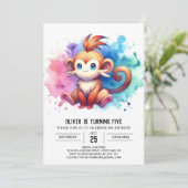 Pastel Fun Monkey Verjaardag Kaart (Staand voorkant)