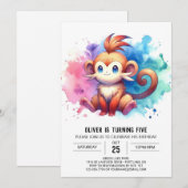 Pastel Fun Monkey Verjaardag Kaart (Voorkant / Achterkant)