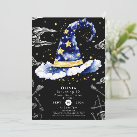 Pastel Fun Whimsical Wizard Verjaardag Kaart (Staand voorkant)