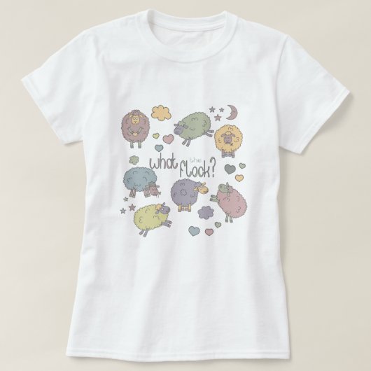 Pastel Funny Pun What the Flock Cute Sheep T-shirt (Design voorkant)