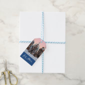 Pastel Futuristische Stad Fantasie Skyline Kunst Cadeaulabel (Met Touw)