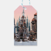 Pastel Futuristische Stad Fantasie Skyline Kunst Cadeaulabel (Achterkant)