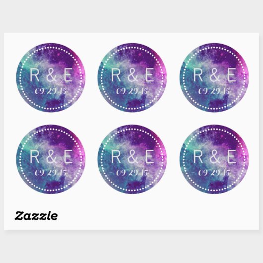 Pastel Galaxy bruiloft gunst Stickers (Vel)