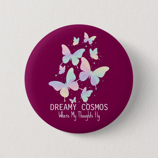 Pastel Galaxy Butterflies Dreamy Aesthetic Ronde Button 5,7 Cm (Voorkant)