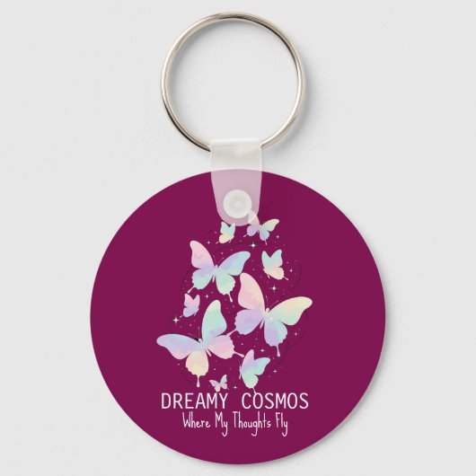 Pastel Galaxy Butterflies Dreamy Aesthetic Sleutelhanger (Voorkant)