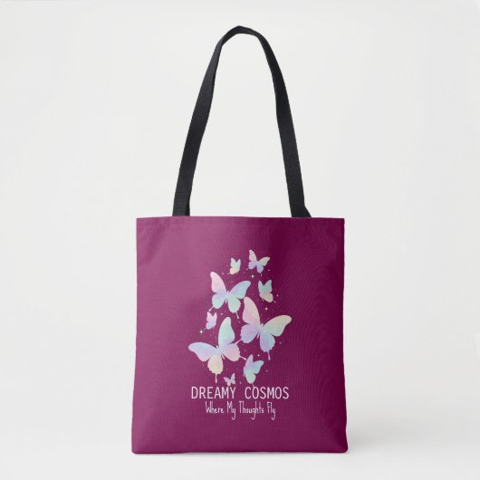 Pastel Galaxy Butterflies Dreamy Aesthetic Tote Bag (Voorkant)