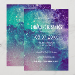 Pastel Galaxy Graduation Party Invite Kaart