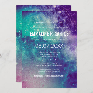 Pastel Galaxy Graduation Party Invite Kaart