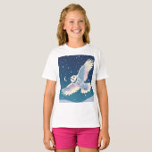 Pastel Galaxy Owl" Meisjes Basic T-shirt (Voorkant volledig)