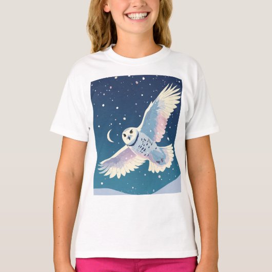 Pastel Galaxy Owl" Meisjes Basic T-shirt (Voorkant)