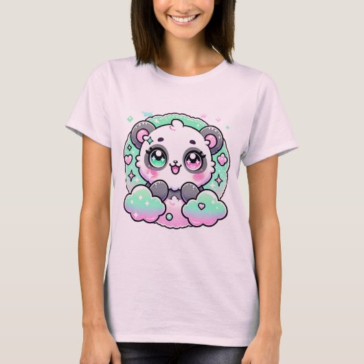 Pastel Galaxy Panda Schattig Fantasy Art T-shirt (Voorkant)