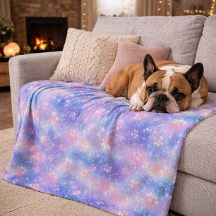 Pastel Galaxy Pootafdrukken – Schattige Kosmische Sherpa Deken